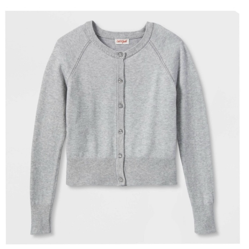 Cat&Jack Girls Gray Button-Up Sweater long sleeve size S (6/7).